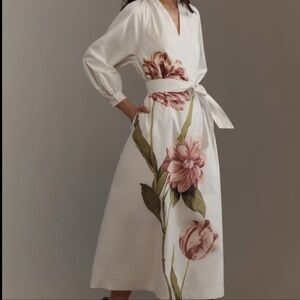 Floral White Dress by Anthropologie